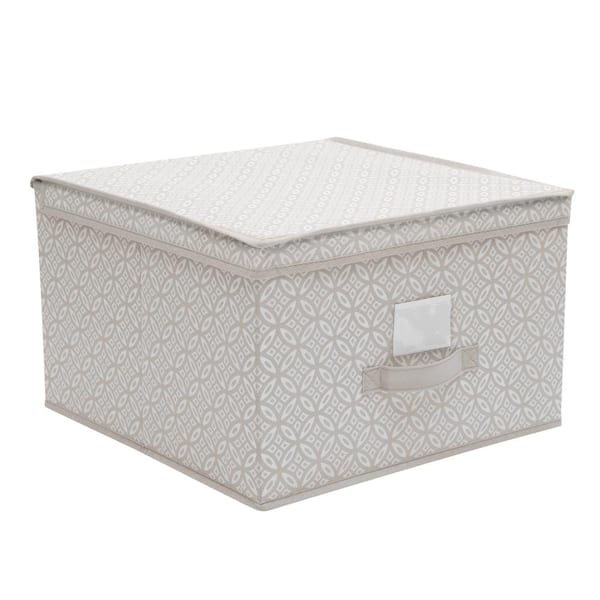 SIMPLIFY 10 in. H x 16 in. W Boho Jumbo Storage Box Closet Drawer Organizer  in Grey 30102-GREY - The Home Depot