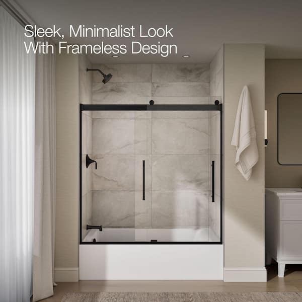 KOHLER Elmbrook 55-60 in. W x 62 in. H Sliding Frameless Bathtub