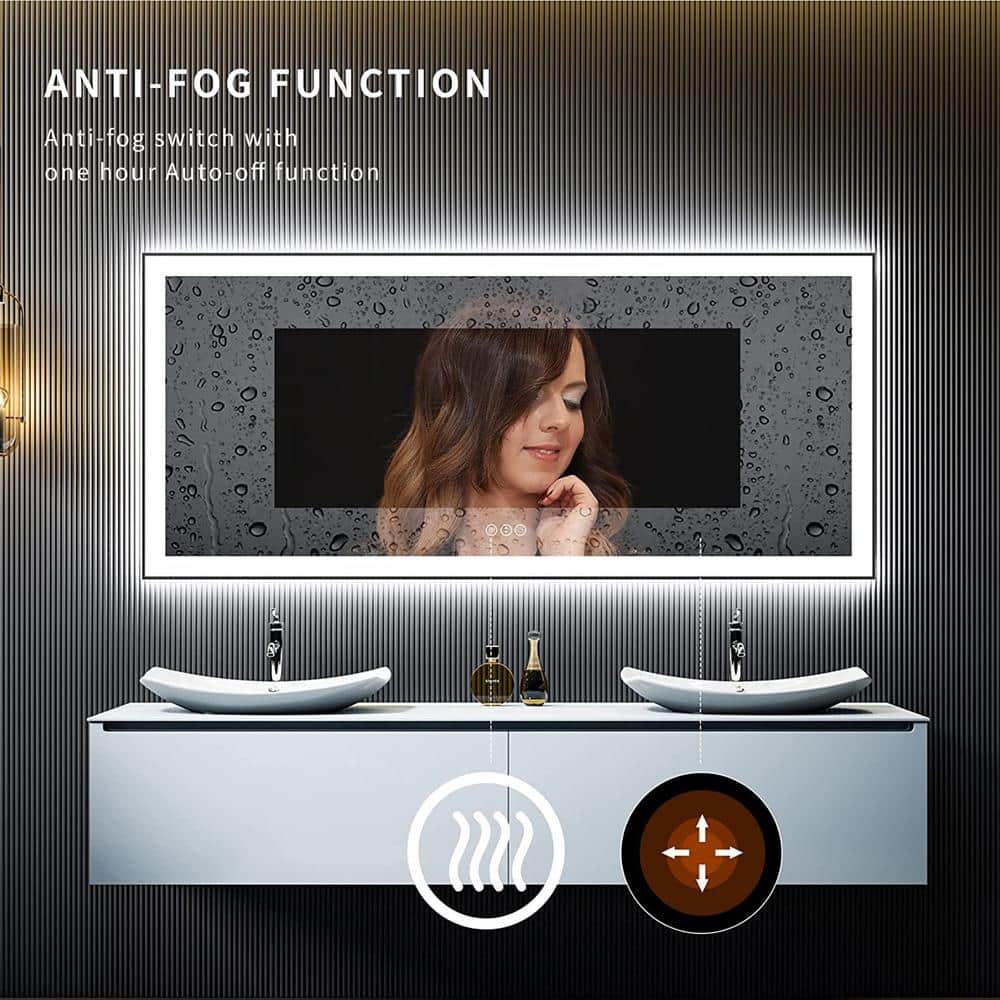 Oversized Matte Black Aluminum Frameless LED Vanity Mirror