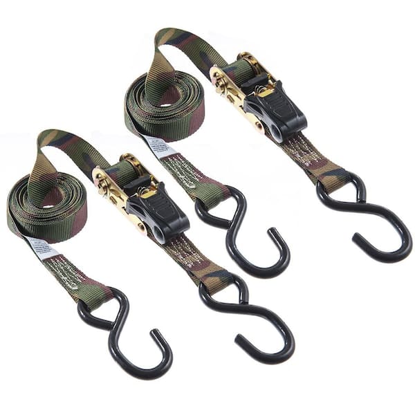 Keeper 1 in. x 12 ft. 500 lbs. Camo Ratchet Tie Down Strap (2 Pack)