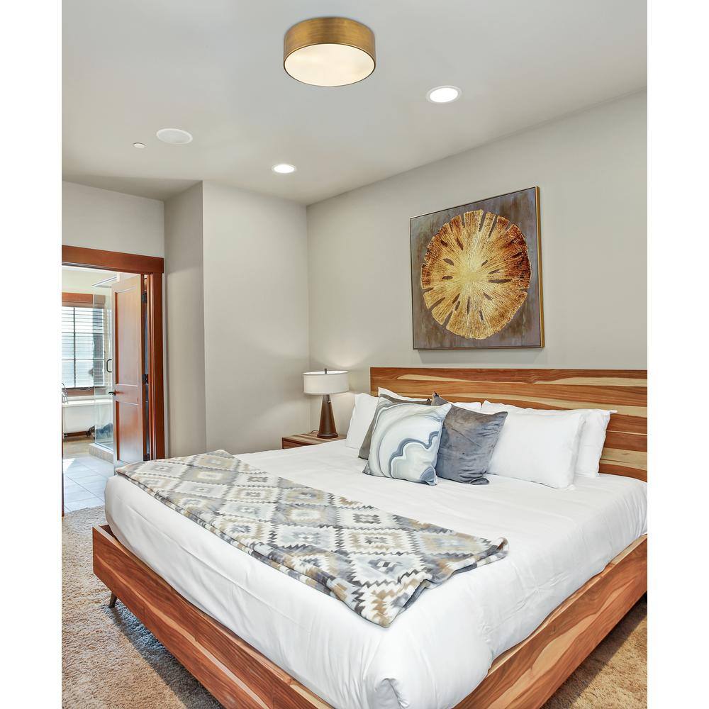 Harley Modern 3-Light Rubbed Brass Drum Flush Mount LED