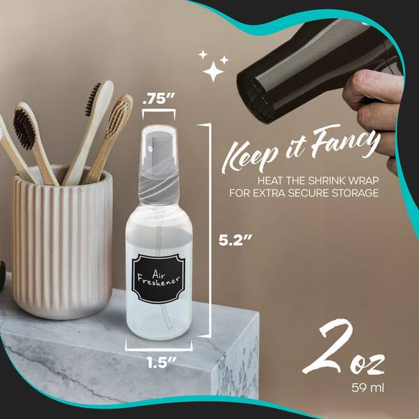 Nevlers 2 oz. Glass Spray Bottles with Funnel, Brush, Marker and