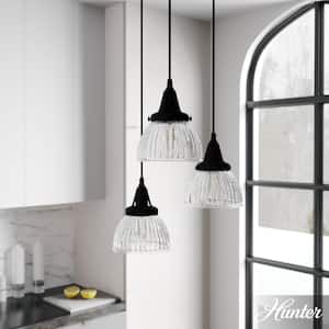 Cypress Grove 3 Light Natural Iron Waterfall Chandelier with Clear Holophane Glass Shades Kitchen Light