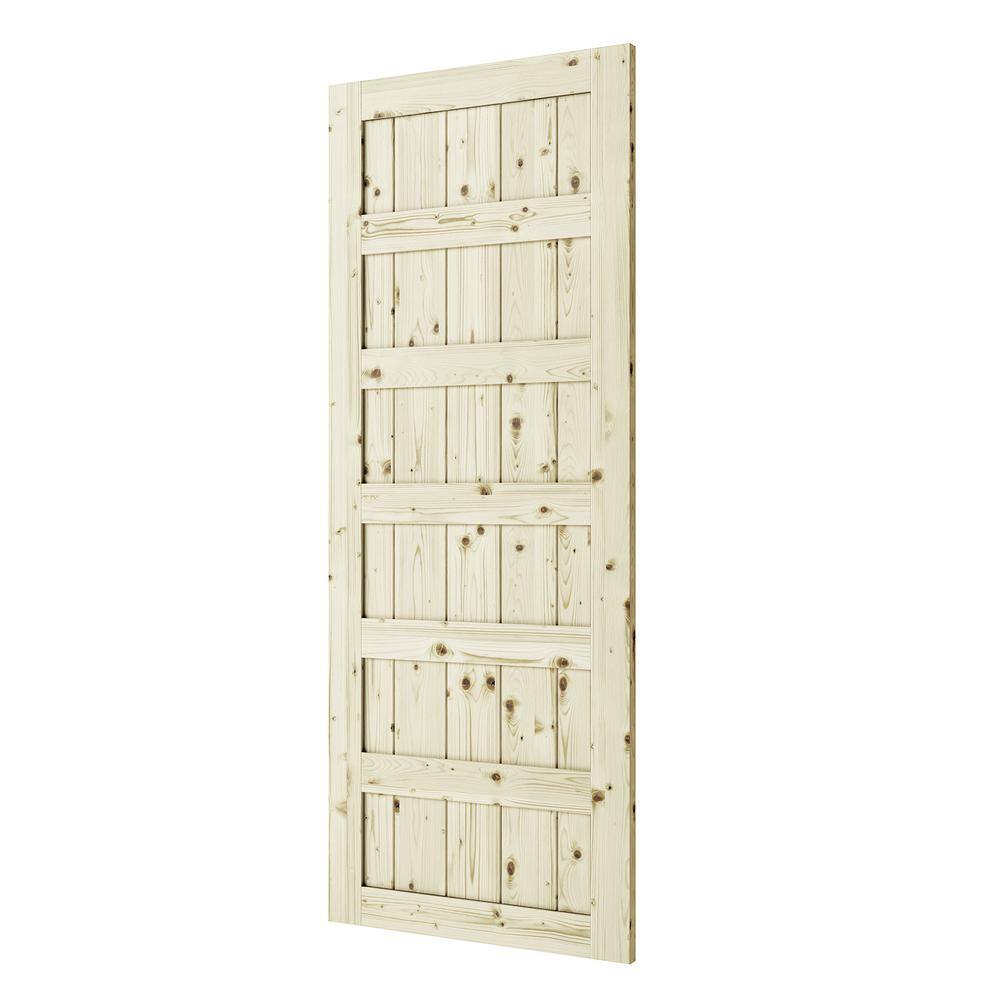 Traditional Unfinished Pine 37" x 84" 6-Panel Barn Door Slab
