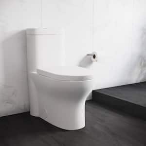 Monaco 1-Piece 0.8/1.28 GPF Dual Flush Elongated Toilet in White