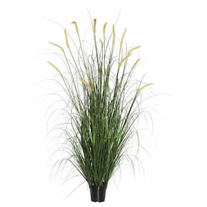 24 in. PVC Artificial Potted Green Foxtail Grass