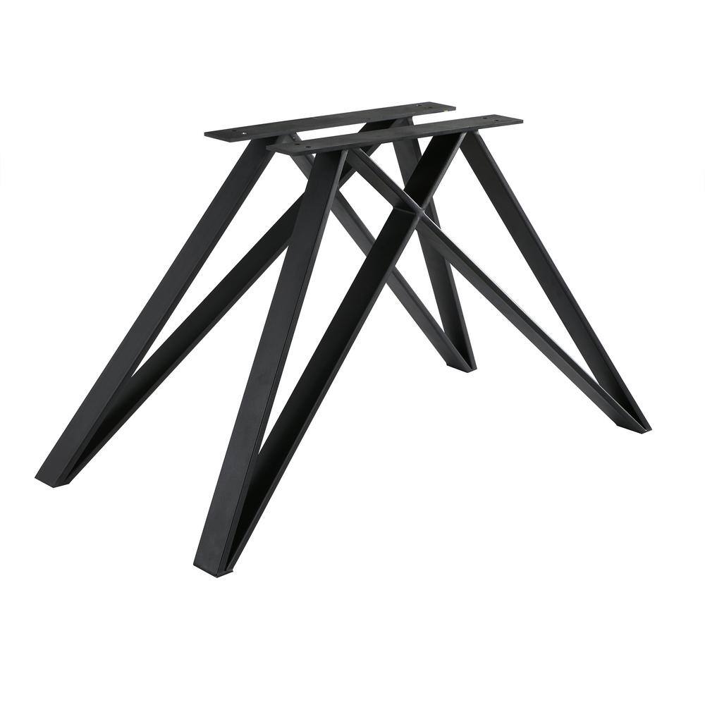 Modena Contemporary Matte Black and Walnut Wood Rectangular Dining Table