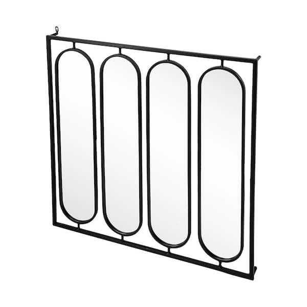 Tatahance Black 36 in. W x 36 in. H Metal Framed 4-Oval Wall Mirror with Black Square Frame