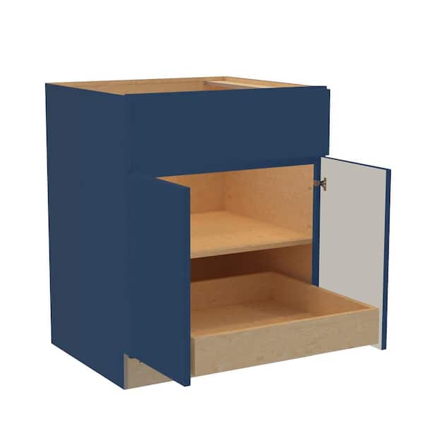 Home Decorators Collection Hargrove 30 in. W x 24 in. D x 34.5 in. H Assembled Plywood Base Kitchen Cabinet in Vessel Blue with 1ROT Soft Close