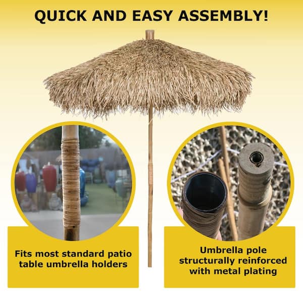 Backyard X-Scapes 7 ft. Bamboo Seagrass Thatch Umbrella for Backyard X-Scapes 7 ft. Bamboo Seagrass Thatch Umbrella for