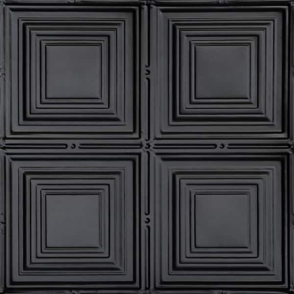 Cubism Satin Black 1 Ft X, Faux Metal Ceiling Tiles Home Depot