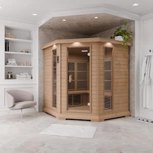 5-Person Indoor Hemlock Wood Electric Infrared Sauna with Touch Control Panel, Spot Light, and Speaker