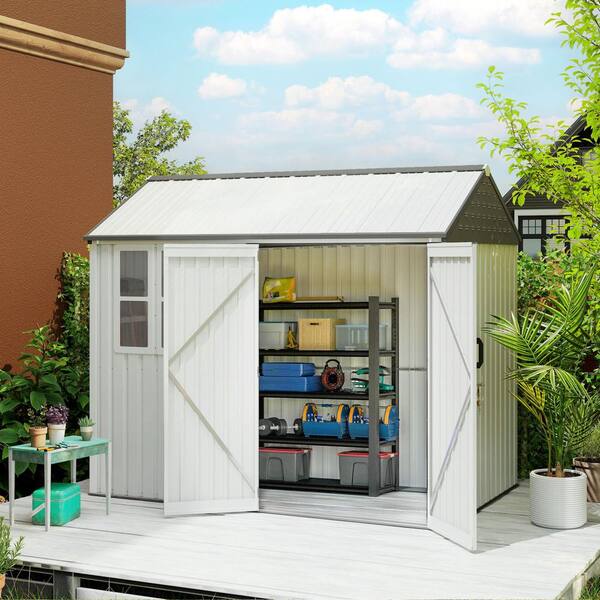 8 ft. W x 6 ft. D Outdoor Metal Garden Storage Shed, Extra Large