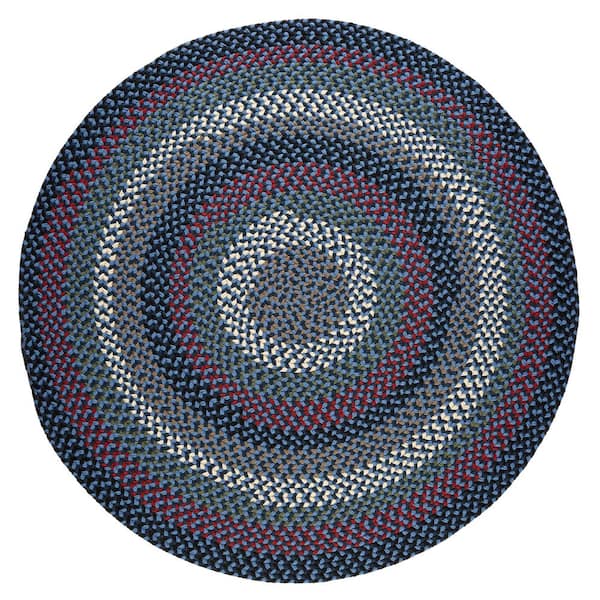 Rhody Rug Country Medley Navy Blue Multi 4 ft. x 4 ft. Round Indoor/Outdoor Braided Area Rug