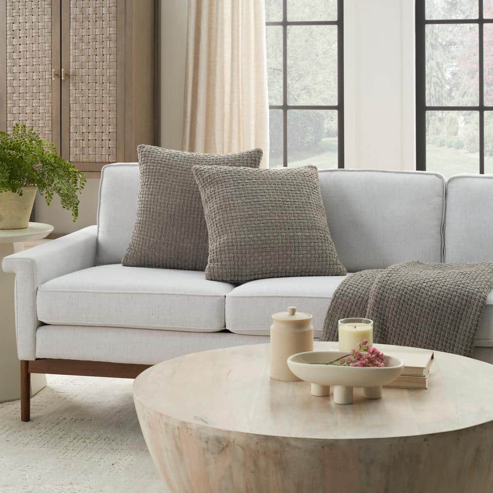 Mina Victory Woven Chenille 18" x 18" Gray Throw Pillow Set