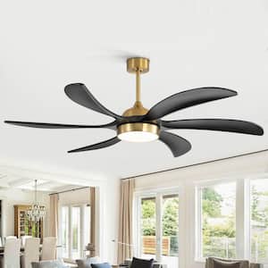 Barnn 65 in. Integrated LED Indoor Gold and Black downrod Mount Ceiling Fan with Light Kit and Remote Control