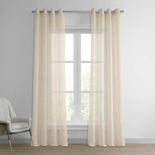 Exclusive Fabrics & Furnishings Beige Solid Grommet Sheer Curtain - 50 in. W x 84 in. L (1 Panel)