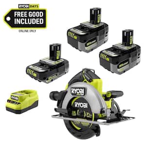 RYOBI ONE+ 18V HP Batteries: 4x 4.0Ah + 1x 2.0Ah + Charger + Free ONE+ Brushless Circular Saw