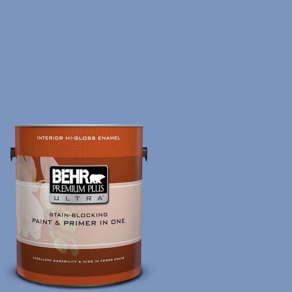 BEHR Premium Plus Ultra 1 gal. #M540-5 Blue Satin Hi-Gloss Enamel Interior Paint and Primer in One