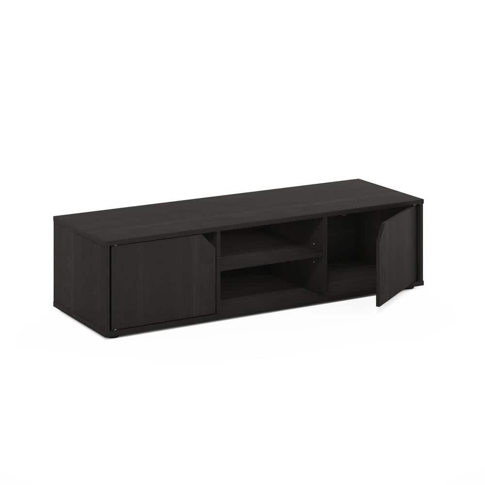 Espresso Composite Wood TV Stand with Cabinets and Fireplace