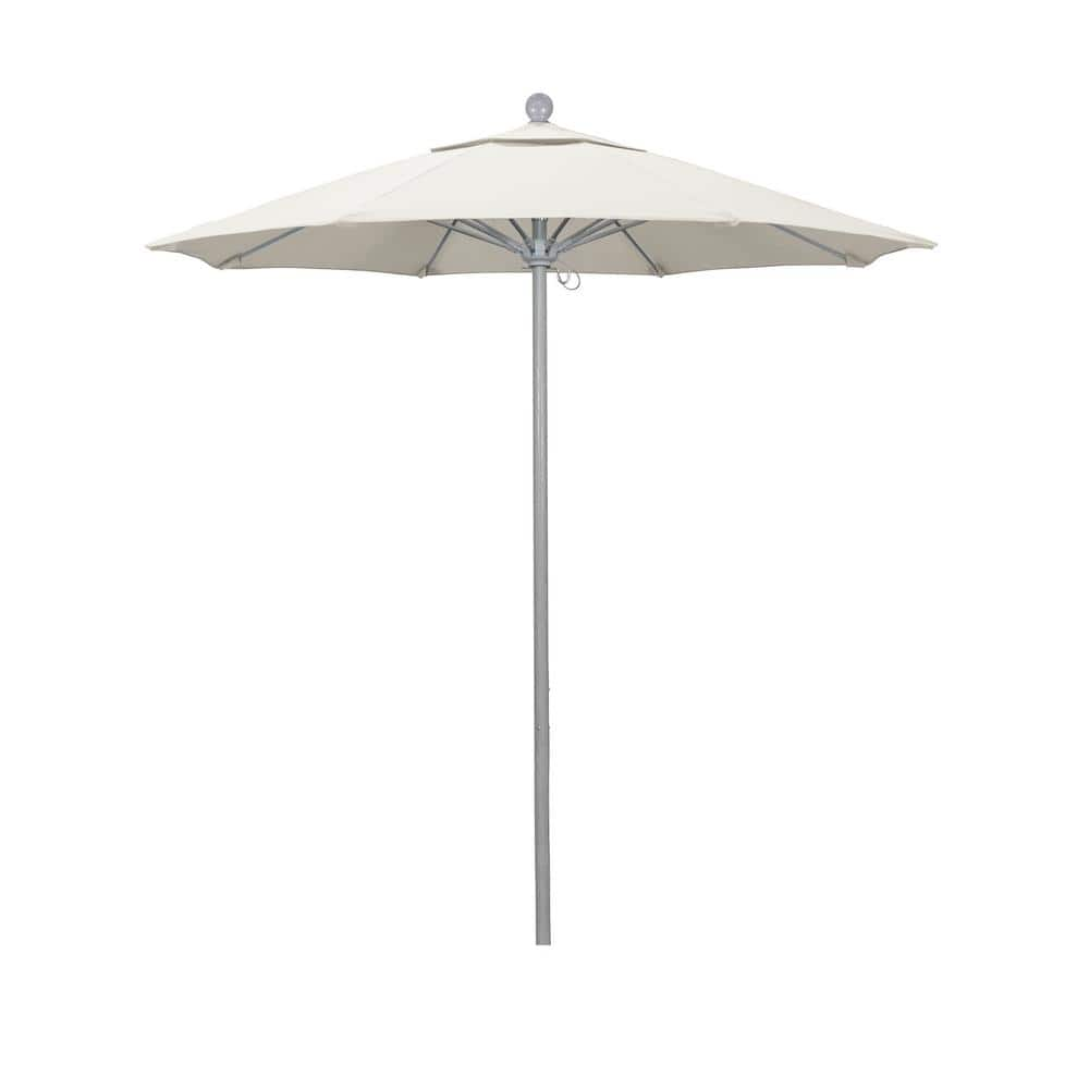 California Umbrella 7.5 ft. Grey Woodgrain Aluminum Commercial Market Patio Umbrella Fiberglass Ribs and Push Lift in Canvas Sunbrella