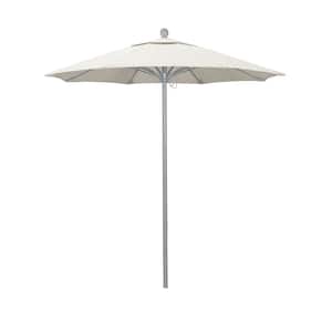 7.5 ft. Grey Woodgrain Aluminum Commercial Market Patio Umbrella Fiberglass Ribs and Push Lift in Canvas Sunbrella