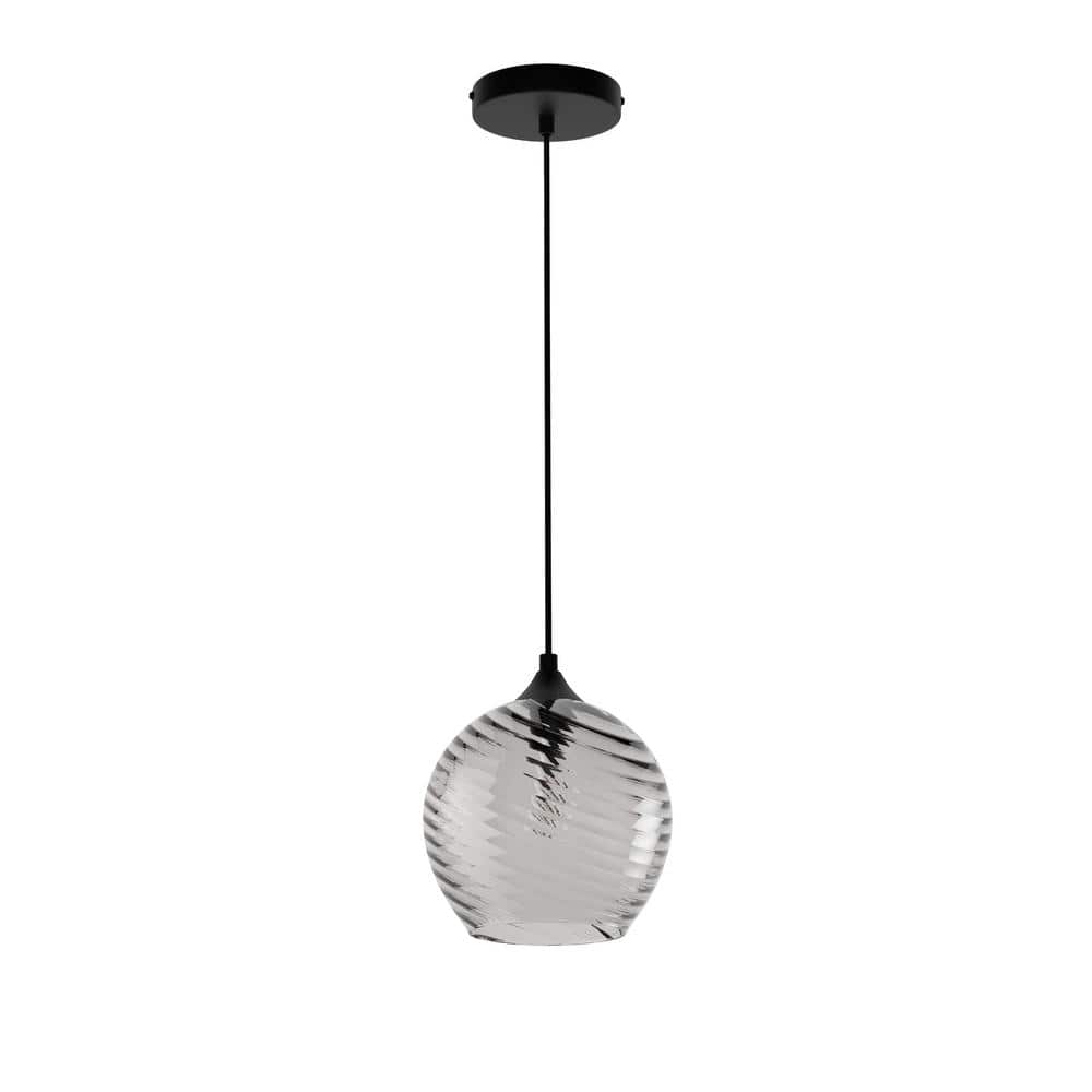 8.07 in. Modern 1-Light Black Pendant Light Water Ripple Hanging Ceiling Li