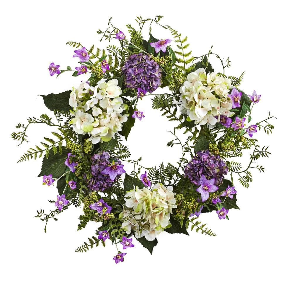 24 in. Indoor Artificial Hydrangea Berry Wreath price history on PriceWatchPro