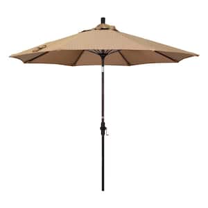 9 ft. Fiberglass Collar Tilt Patio Umbrella in Terrace Sequoia Olefin