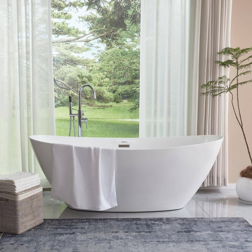 71 in. Acrylic Flatbottom Freestanding Bathtub in White/Polished Chrome price history on PriceWatchPro