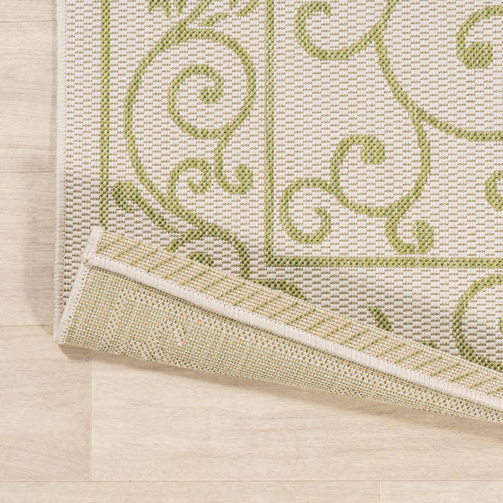 Charleston Vintage Filigree Cream and Green 9' x 12' Indoor/Outdoor Rug