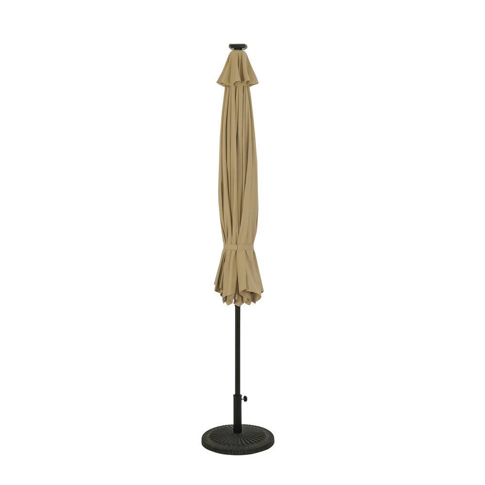 Calypso II 11-ft Champagne Market Umbrella with Solar LED Lights