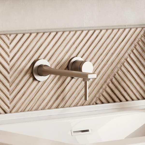 TINIAN Single Handle Wall Mount Bathroom Sink Faucet Trim with Pop-Up Drain in Brushed Nickel