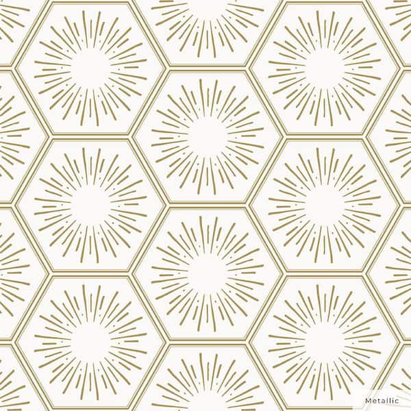 Tempaper Metallic Sunset Gold Hello Sunshine Vinyl Peel and Stick Wallpaper Roll (Covers 28 sq. ft.)