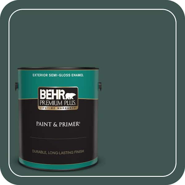 BEHR PREMIUM PLUS 1 gal. Home Decorators Collection #HDC-CL-21A Dark Everglade Semi-Gloss Enamel Exterior Paint & Primer