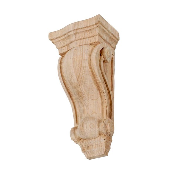 American Pro Decor 10-1/2 in. x 4-7/8 in. x 3-1/2 in. Unfinished Medium North American Solid Red Oak Classic Traditional Plain Wood Corbel