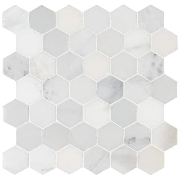 MSI Arabescato Carrara 12 in. x 12 in. Honed Marble Mesh-Mounted Mosaic Floor and Wall Tile (9.8 sq. ft./Case)