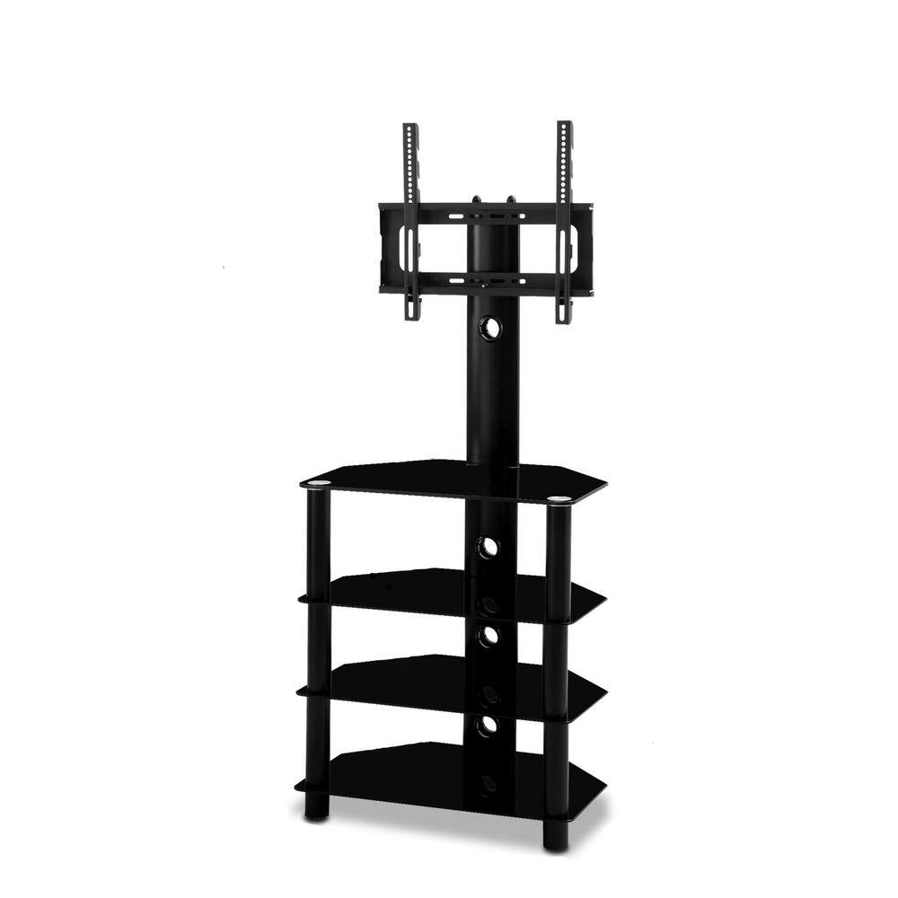 Tidoin Adjustable Angle Black Adjustable Height TV Mounts TV Stand with