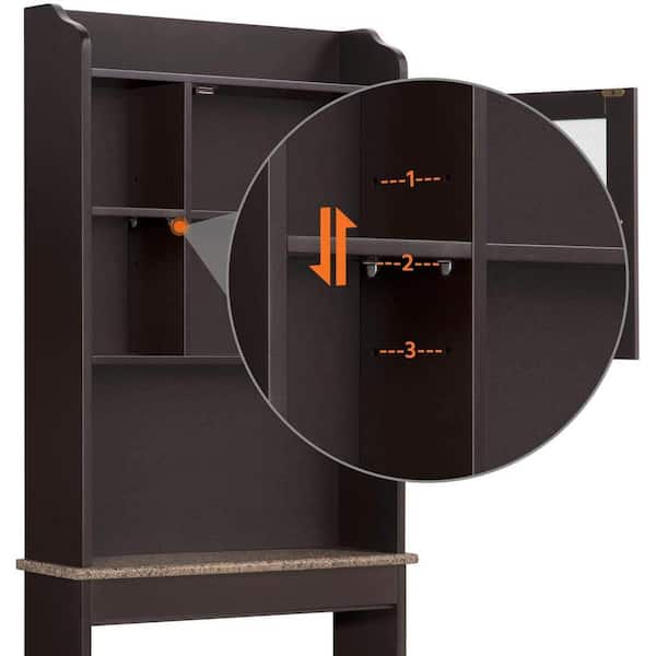 Kings Brand Furniture 24 in. W x 64 in. H x 12 in. D 3-Shelf Over-the-Toilet  Storage Set SDBM1127 - The Home Depot