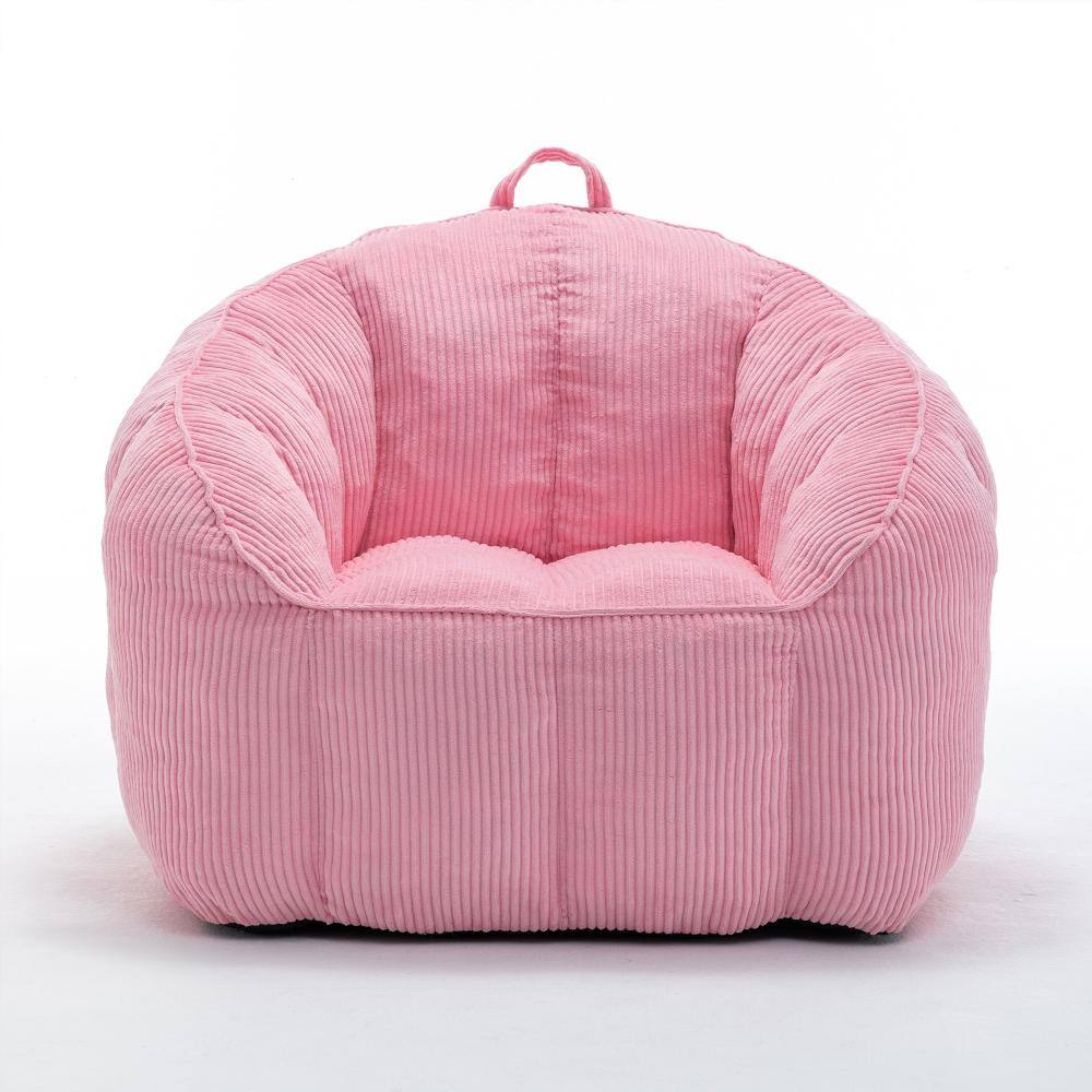 Pink Corduroy Large (39.4 x 33.5 x 31.5 in.) Bean Bag with Armrests, Foam Filled durable construction