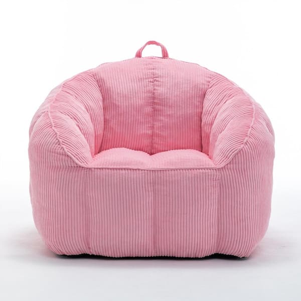 Pink Corduroy Large (39.4 x 33.5 x 31.5 in.) Bean Bag with Armrests, Foam Filled durable construction