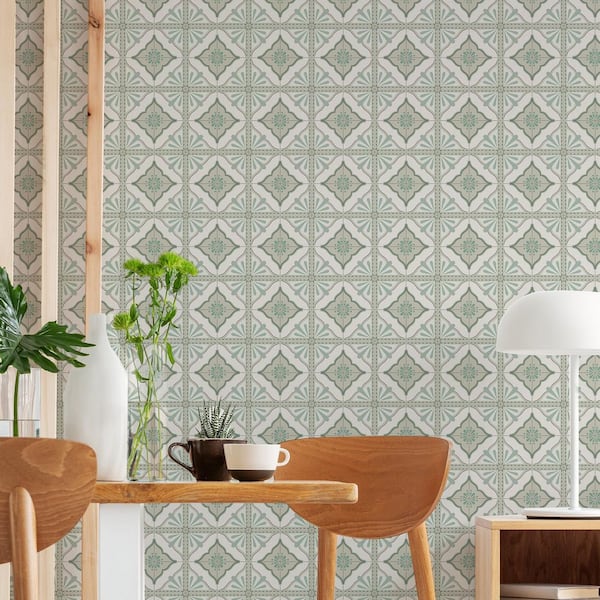 Transform Large Tile Green Peel & Stick Wallpaper