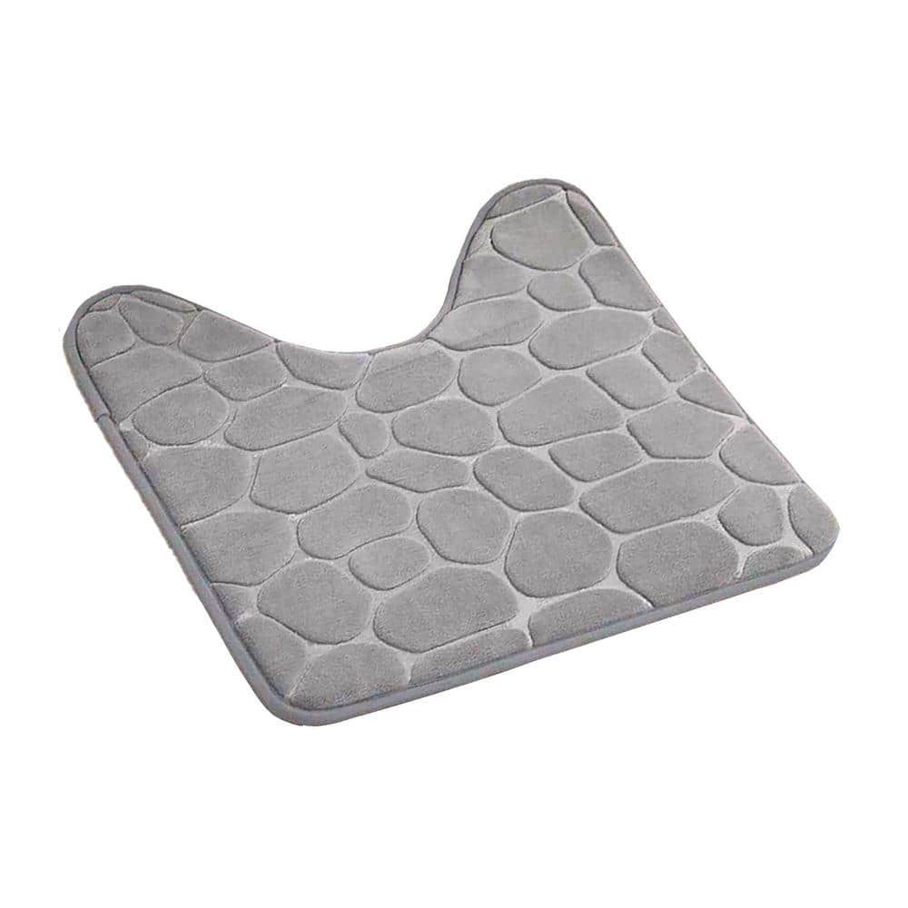 Light Gray Memory Foam Pebble Design Contour Bath Rug