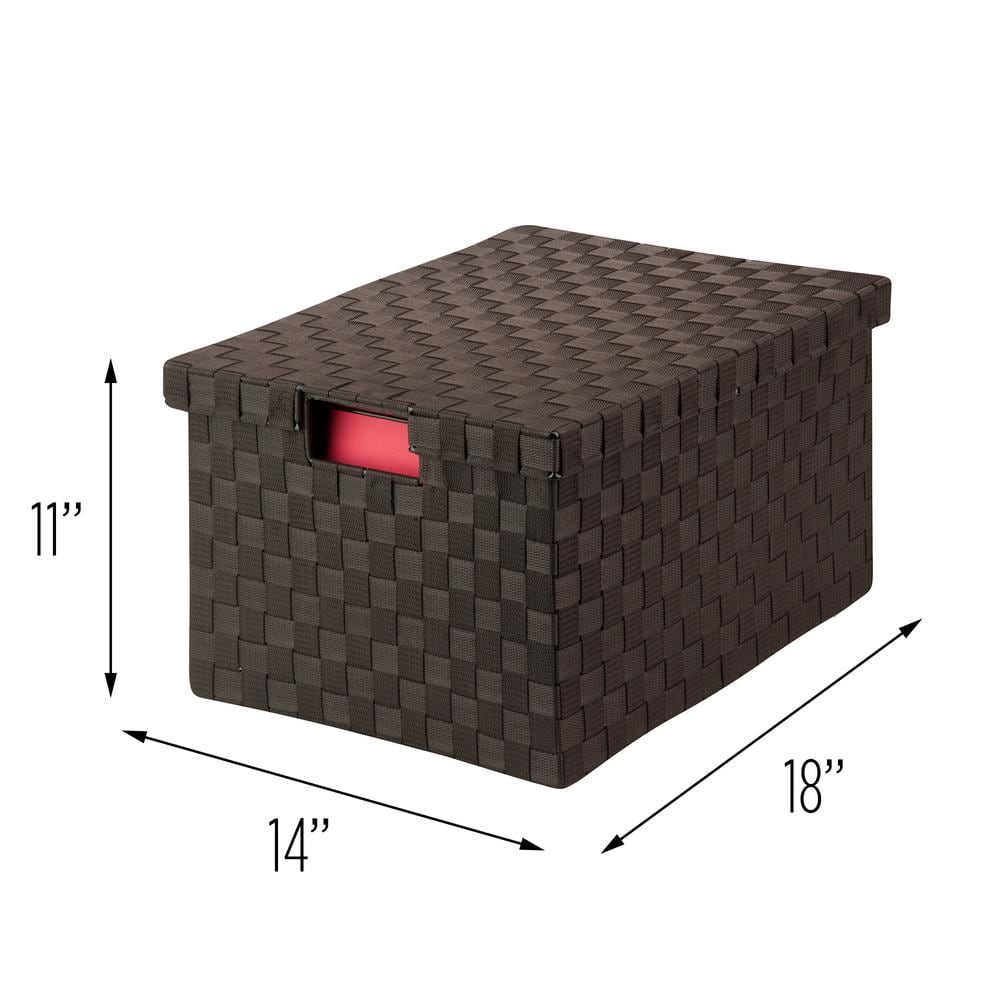 Espresso Brown Large Woven File Storage Box with Lid