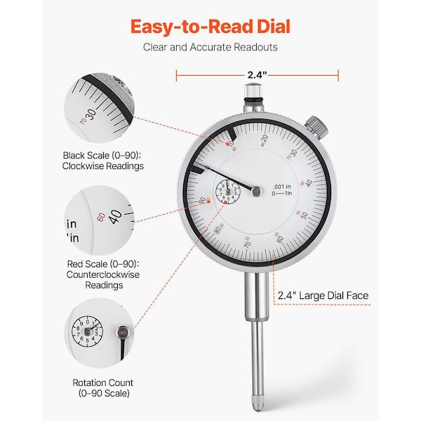 SKYSHALO Dial Test Indicator with 360-Degree Flexible Arm and 360