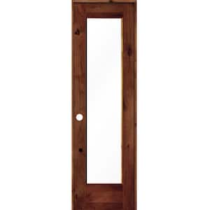24 in. x 80 in. Knotty Alder Right-Hand Full-Lite Clear Glass Red Chestnut Stain Solid Wood Single Prehung Interior Door
