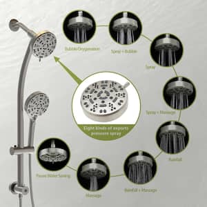 Dual Shower Head 8-Spray Wall Mount Shower Faucet with 4.7 in. Handheld Combo 1.8 GPM Shower Head in Brushed Nickel