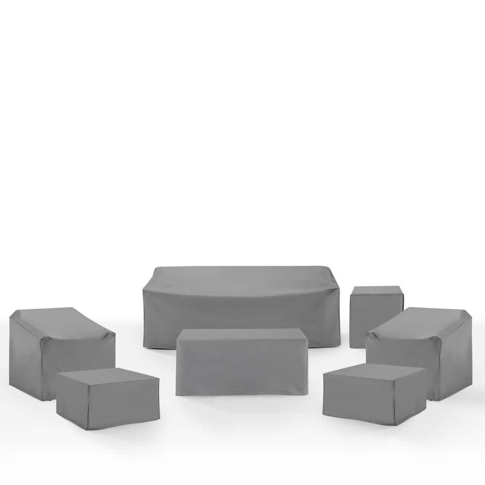 Gray Heavy-Duty Vinyl 7-Piece Outdoor Furniture Cover Set