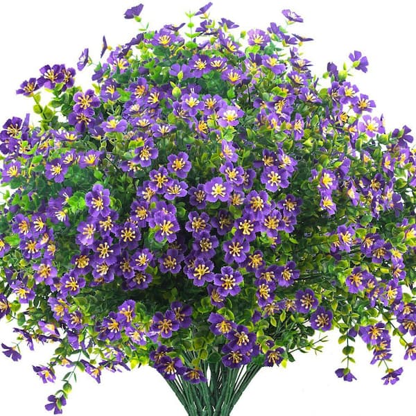 13.5 in Purple 12 Bundles Artificial Boxwood Fall Flowers for