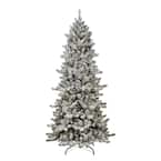 Pre-Lit 7.5 ft. Slim Flocked Royal Majestic Spruce Artificial Christmas Tree, Green